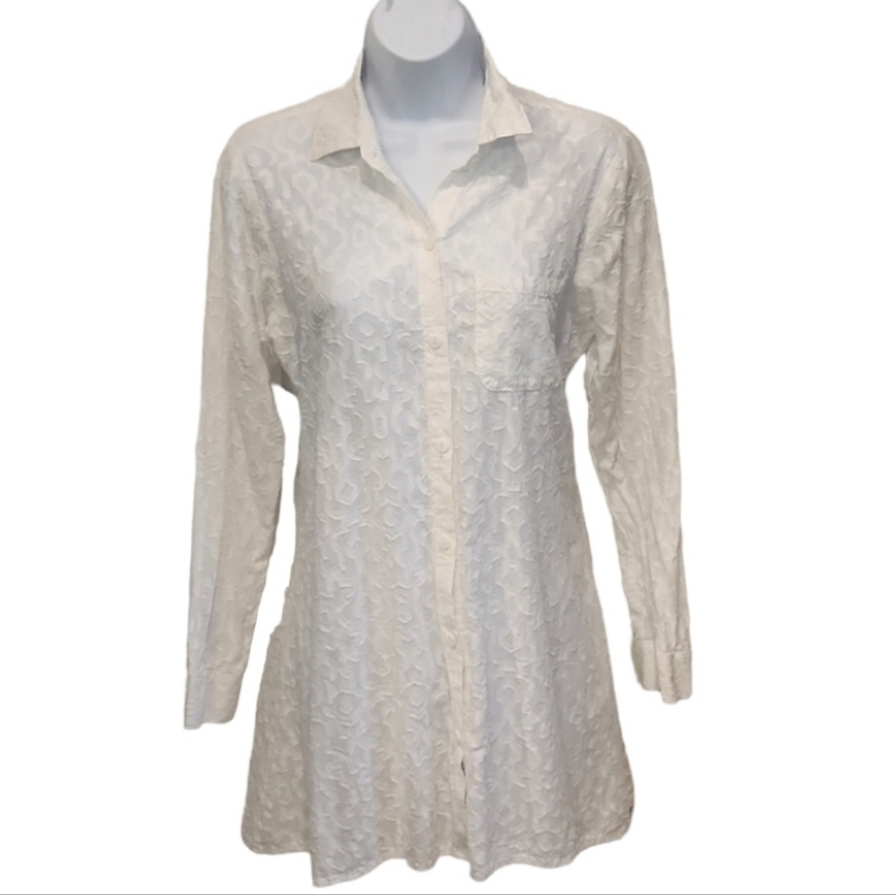 TOMMY Bahama Lace  Boyfriend Button Up Top/ Swim Cover